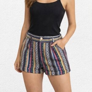 Kaisely Colorful Unique shorts summer boho hippie beach style Womens Size S